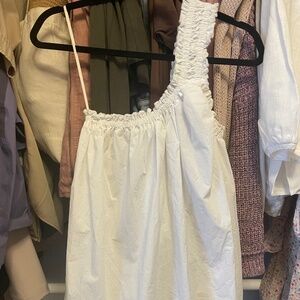 Rachel Roy White Flowy One Shoulder Blouse Medium